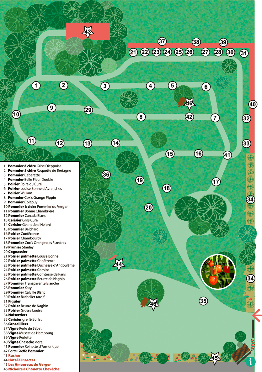 légendes interactives du plan du verger